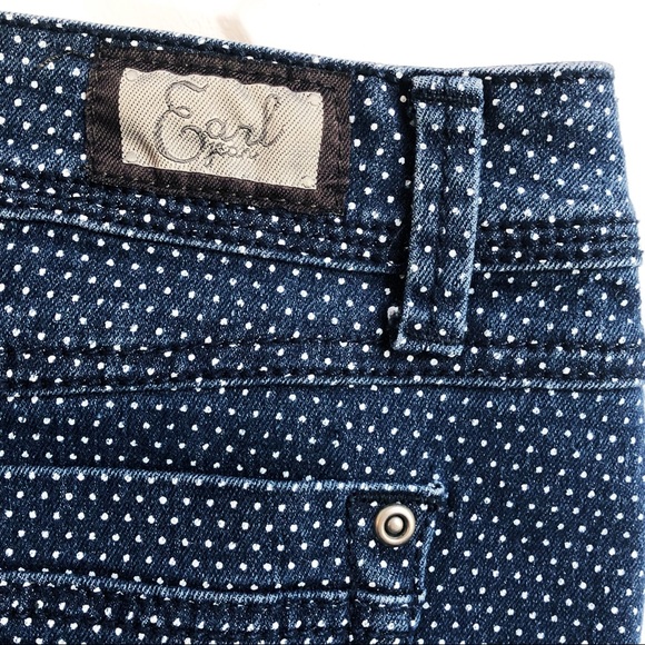 Earl Jean Blue Denim Polka Dot Print Mini Skirt Size 10 - Picture 14 of 16